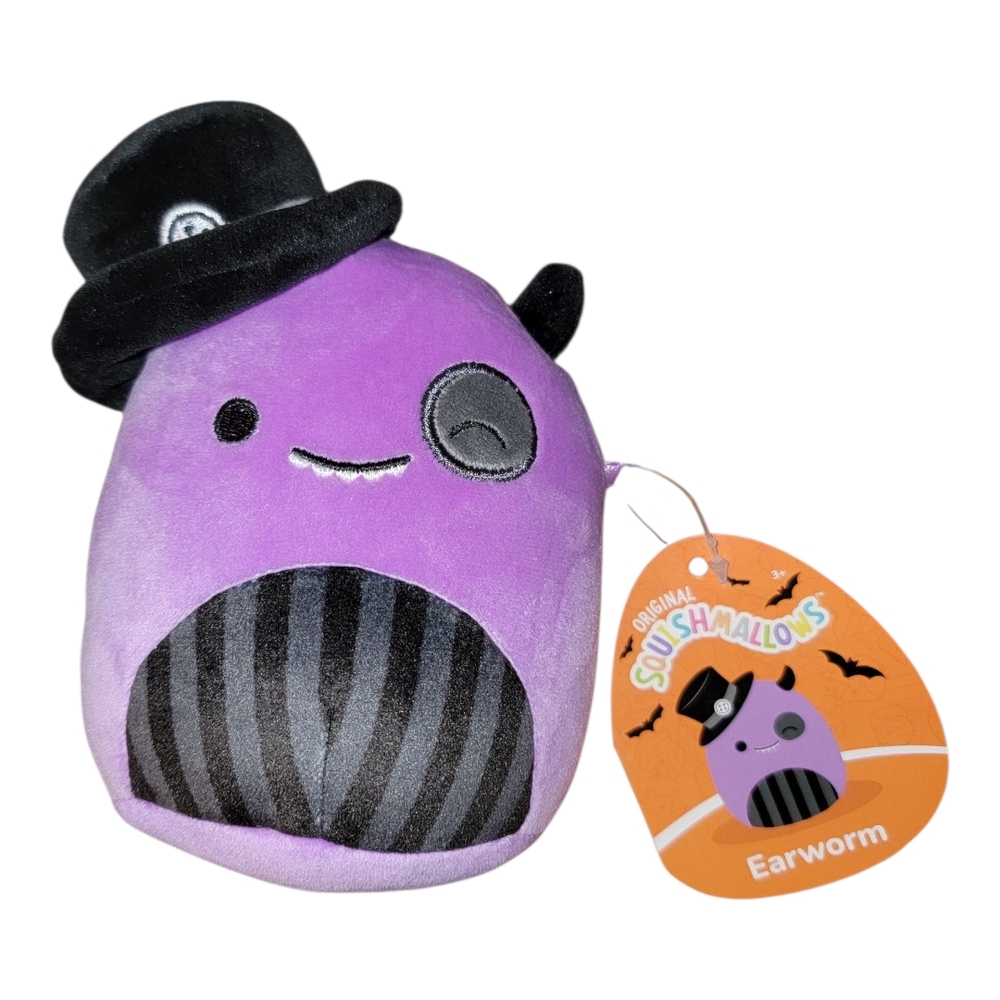 Squishmallows Earworm Monster Kids 5" Purple New Halloween Top Hat‎ Monocle